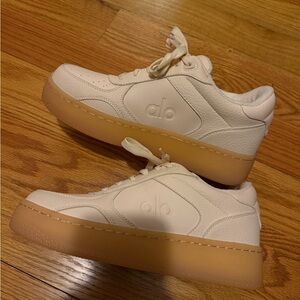 ALO Yoga White and Tan Sneakers